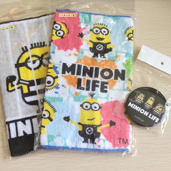 【新品】ミニオン ミニタオル&缶バッチ ミニオンズ MINION ハンドタオル ハンカチ まとめ売り