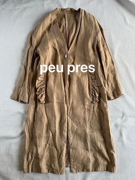 peu pres プープレ フリルポケットリネンシャツジャケットコート