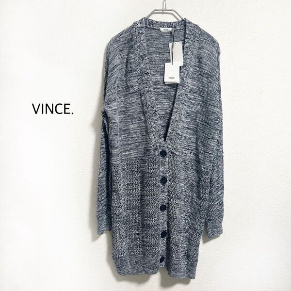 未使用タグ付き VINCE. ニットカーディガン ロング S ミックスカラー