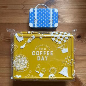 カルディ♪トランク♪ミニトランク缶♪コーヒーで旅するトランクボックス♪数量限定♪からし色♪マスタードイエロー♪2個セット♪新品
