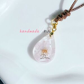 桜の花びら入り 桜dropsペンダント 長さ調節可能 オーダー