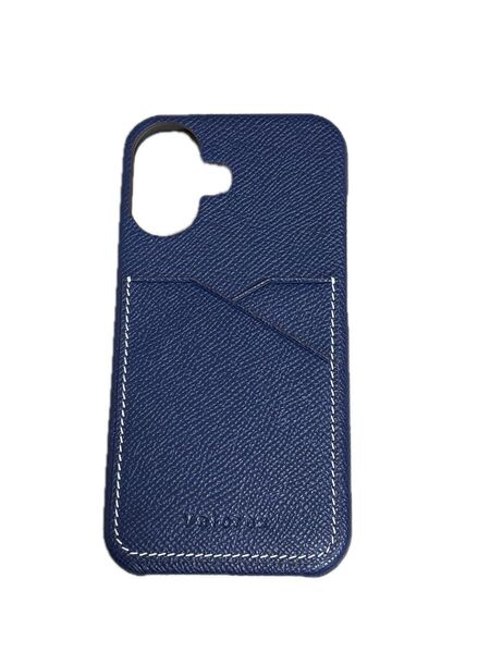 iPhone 16イタリア製高級本革 レザーケース ネイビー カード2枚収納