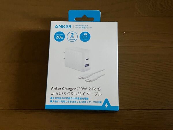 Anker 急速充電器 20W 2ポート USB-C & USB-C ケーブル アンカー ホワイト