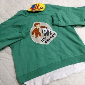 【新品】おさるのジョージ 120 長袖カットソー みどり パンダ さるわ
