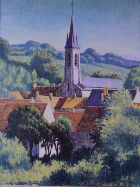 Hiroshi Nakane, [White Tower (Burgundy, France)], From a rare collection of framing art, New frame included, In good condition, postage included, Painting, Oil painting, Nature, Landscape painting