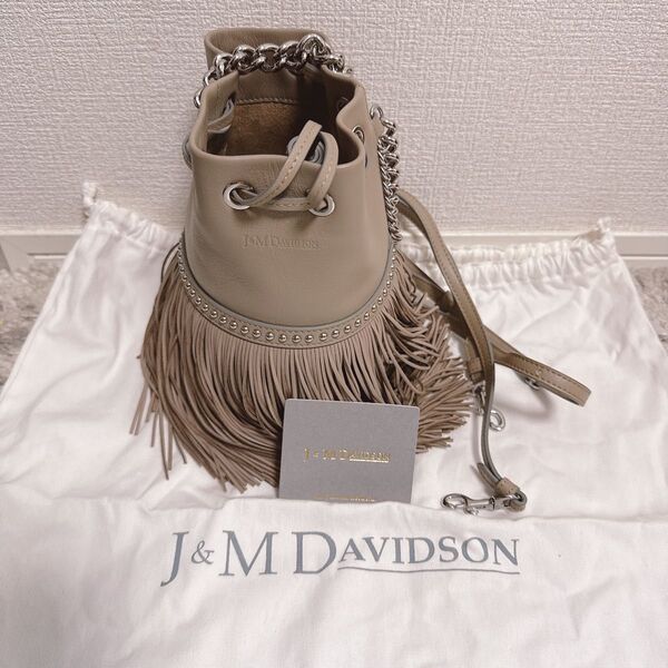 美品J&M DAVIDSON フリンジカーニバル ベージュ ショルダーバック