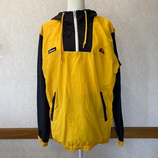 エレッセ ナイロンジャケット ウィンドブレーカー ellesse ロゴ ハーフジップ 黄色 ネイビー