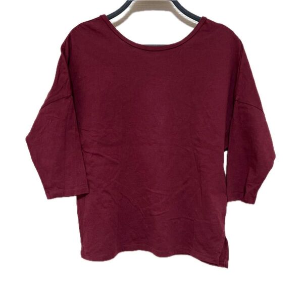 【未使用】AZUL by MOUSSY カットソー 五分袖Tシャツ ボルドー