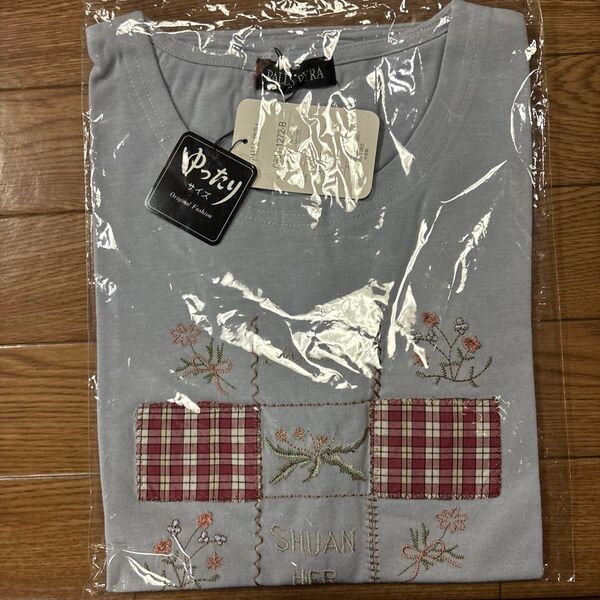 Poty 刺繍入りTシャツ ライトブルー 未使用