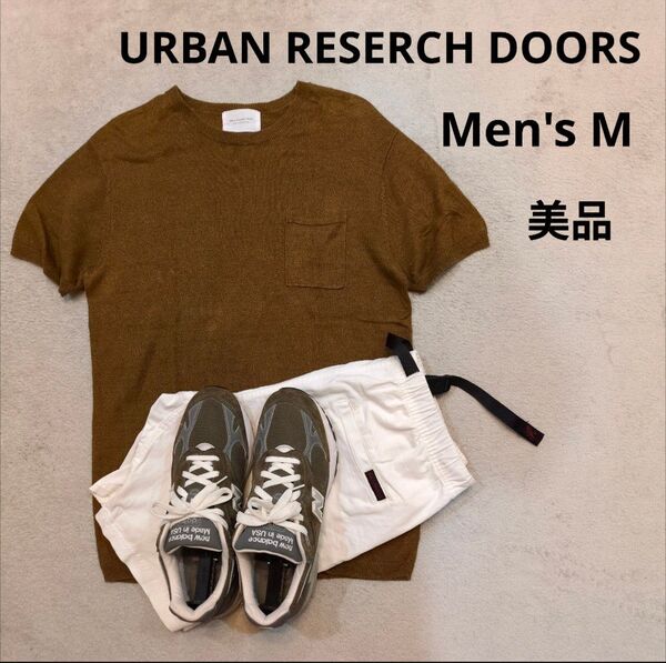アーバンリサーチドアーズ リネンニット Tシャツ キャメル コヨーテ メンズM