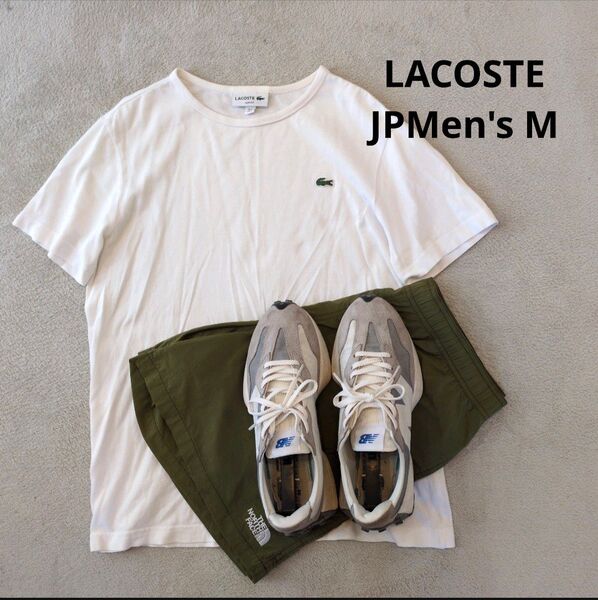 LACOSTE ラコステ クルーネック 胸刺繍ロゴ Tシャツ 純白 JPメンズM
