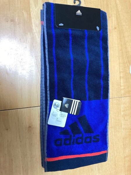 adidas タオルマフラー 新品未使用 ブルー ネイビー 抗菌防臭加工