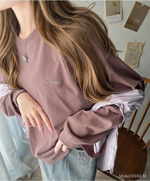 トップス Tシャツ レディース シンプル カジュアル 綿100% ワンポイント オーバーサイズ クラシカルエルフ ピンクベージュM