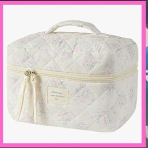 キルトコットンメイクアップバッグ トラベルコスメティックバッグ☆ 化粧ポーチ