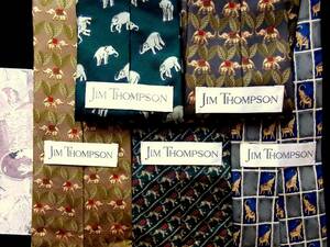 !DM8430⑤! same one brand [ Cara pattern ]5 pcs set! necktie! Jim Thompson [ elephant * animal ]!