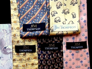 !DM8429⑤! same one brand [ Cara pattern ]5 pcs set! necktie! Jim Thompson [ elephant * animal ]!