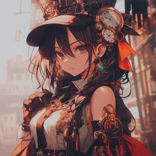 18.パネル生地 4柄セット 女の子 スチームパンク