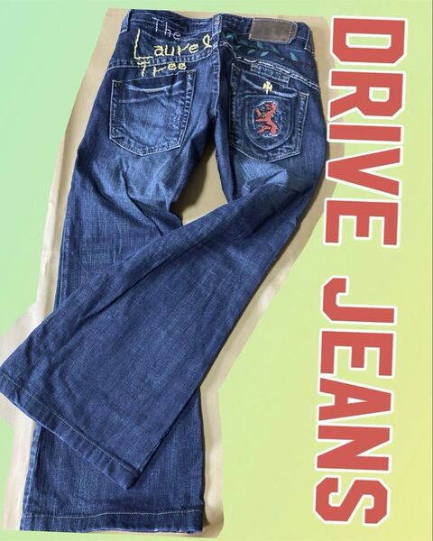DRIVEJEANS 韓国 25 バギー ローライズ ダメージ加工 手の込んだ刺繍 ビジュー