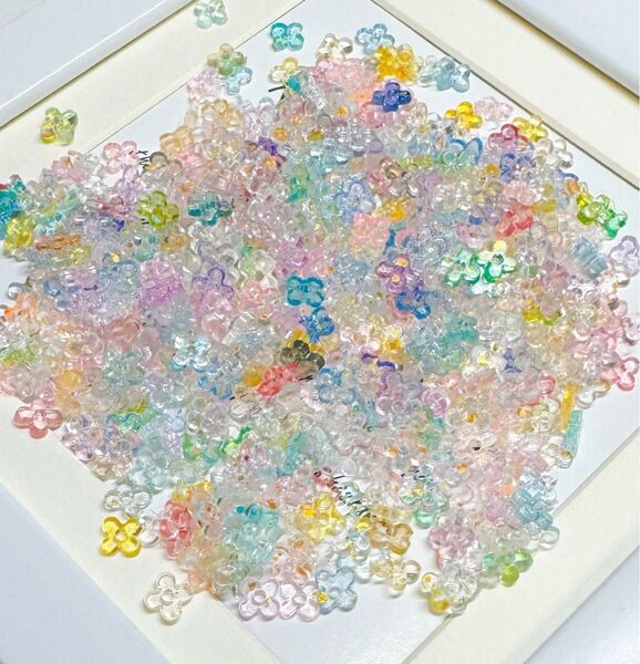 アクリルビーズ 金ラメ入りクリアカラーmix 金木犀 1セット20g 200円