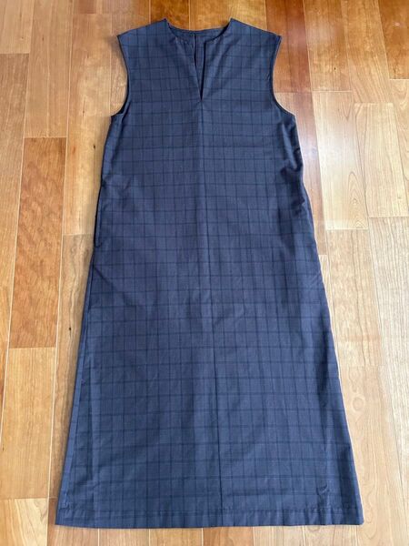 【美品】ワンピース ノースリーブワンピース チェック柄 ブラウン系