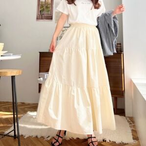 moment+ ティアードスカート アイボリー L