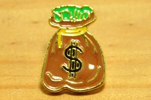 英国 インポート Pins Badge ピンズ ピンバッジ ラペルピン dollar ドル ＄ お金 お宝 マネー バッグ 袋 イギリス 英国 UK GB ENGLAND 441