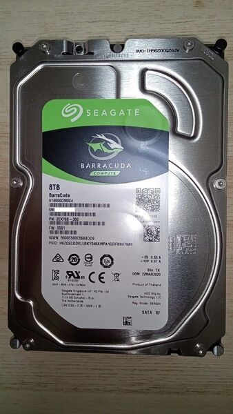 ジャンク◆8TB/SATA/5425rpm◆ST8000DM004◆SEAGATE◆中古