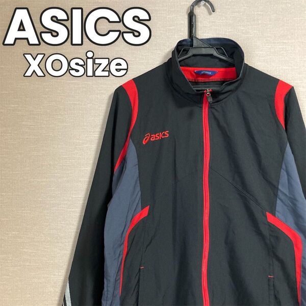 177 ASICS アシックス トラックジャケット メンズ XO ブラック レッド 長袖 ジャージ ジップアップ