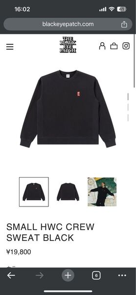 BlackEyePatch SMALL HWC CREW SWEAT BLACK