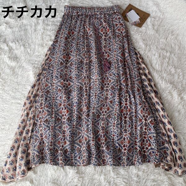 【新品タグ付き】チチカカ ボヘミアン 花柄フレア ロングスカート FREE