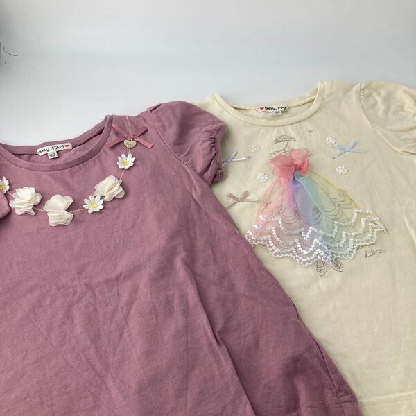 女の子 半袖 トップス Tシャツ チュニック セット anyFAM 120