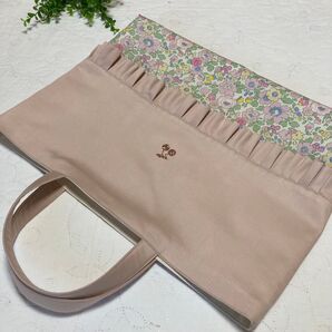 輸入リバティ ベッツィ ボンボンピンク レッスンバッグ 絵本袋 手提げかばん ハンドメイド