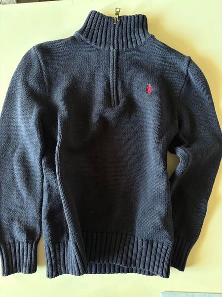 ネイビー キッズ サマーニット ハーフジップ RALPH LAUREN POLO サイズ130〜140