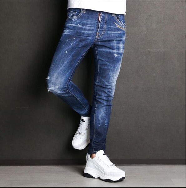 DSQUARED2 デニムパンツ ディースク ペイント ペンキ クラッシュ加工