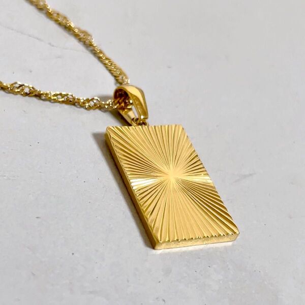 在庫処分 ネックレス スクエア 金属アレルギー対応 316L サージカルステンレス ゴールド シンプル 錆びない 18K