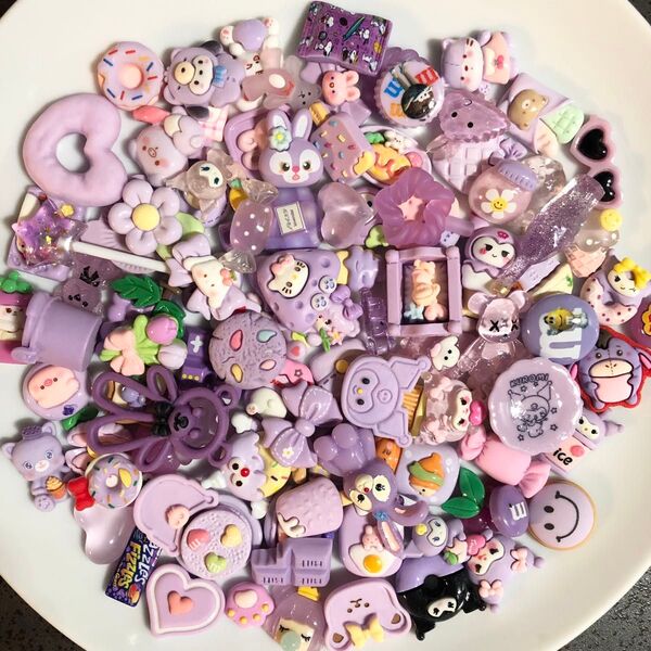 デコパーツ 100個 まとめ売り purple