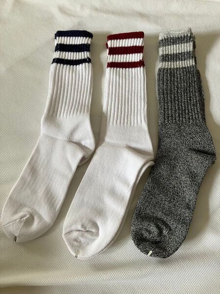 メンズ未使用3足セット★白系 グレー系ソックス靴下★