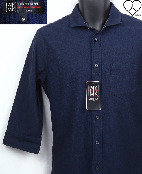 《郵送無料》■Ijinko◆美品★ミッシェルクラン : MICHEL KLEIN Paris★ 定格 11000円 46(S) サイズミッドスリーブシャツ