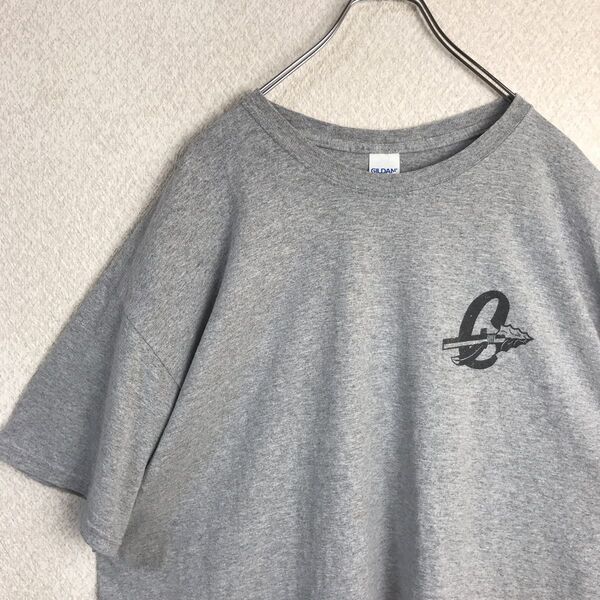 ギルダン Tシャツ カレッジチーム系 両面プリント グレー 2XL 古着