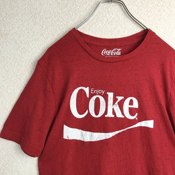 コカコーラ Tシャツ 企業系 レッド(つぶつぶブラック) S 古着