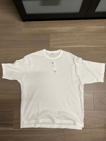 GUウォッシュドワッフルボクシーT、サイズM