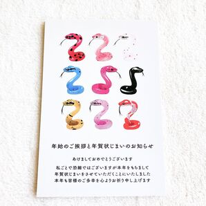 蛇イラスト年賀状 PAPIRAY 年賀状じまい(新年お知らせ)24-JIM-246_PAPIRAY 10枚 正月