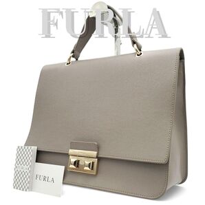 FURLA フルラ ハンドバッグ ベラ レザー 本革 グレージュ BELLA