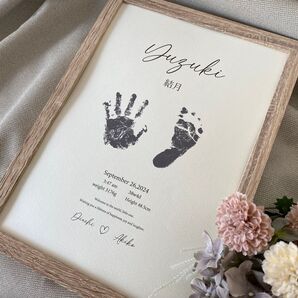 《たて型》命名書 手形足形 カラー ベビー 赤ちゃん オーダー