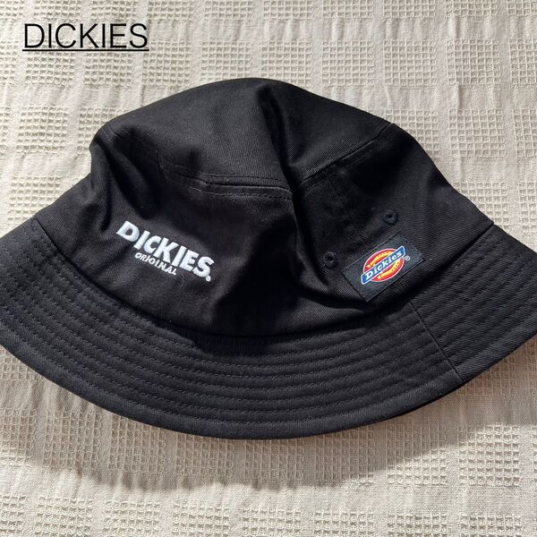 Dickies ディッキーズ 黒 ハット ロゴ刺繍 帽子 綿素材 美品 アメリカ M バケハ