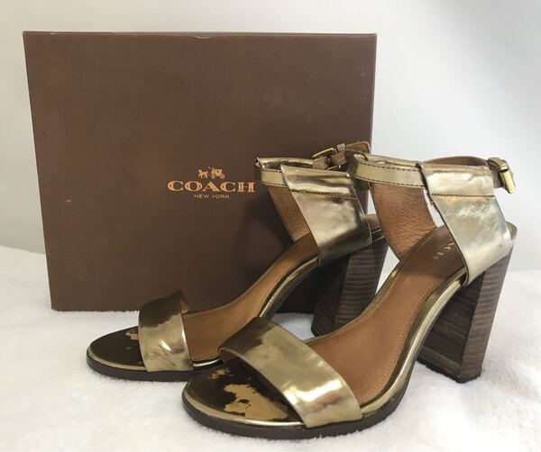 Coach コーチ サンダル アンクルストラップ ゴールド 37.5