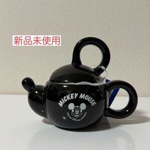 【新品未使用】 ディズニー ミッキー ティーポット ポット 陶器製 黒 ディズニーリゾート Disney