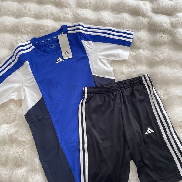 adidas カラーブロックシャツ ハーフパンツ セットアップ