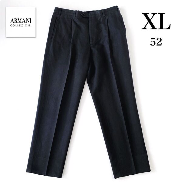 ARMA COLLEZIONI lines slacks black 52 アルマーニコレッツォーニ リネンスラックス XL