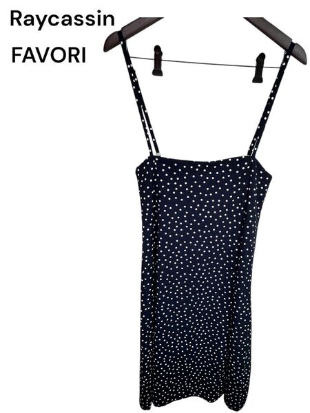 Raycassin FAVORIドット柄 キャミソールワンピース ネイビー